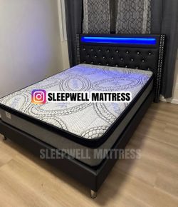 New Queen bed frame with mattress
