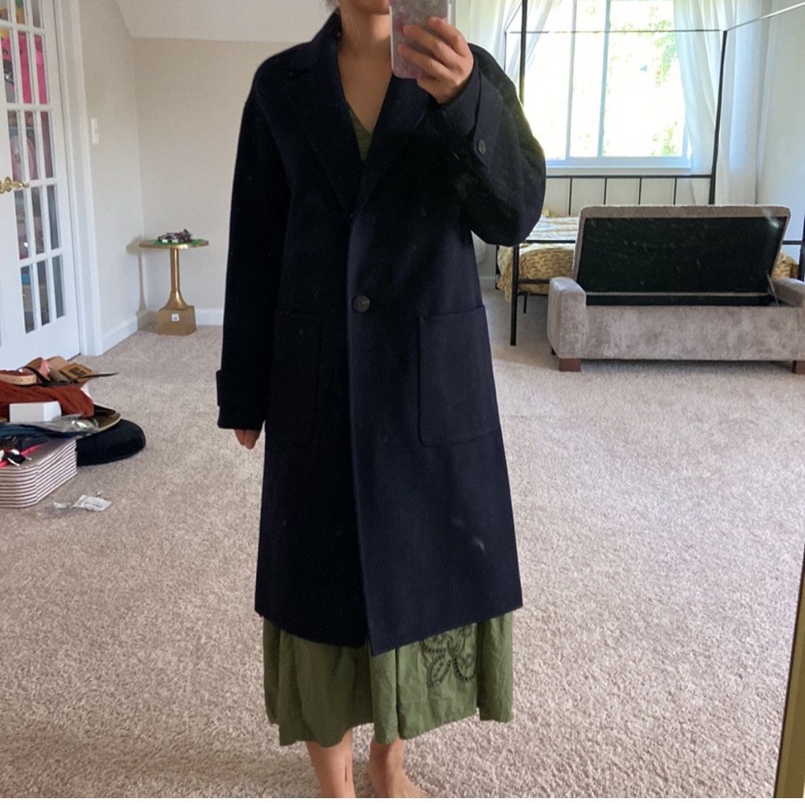 Theory one button wool coat. Xs