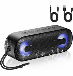 Portable Bluetooth Speaker with Lights x Holidays/World Cup Stuffers, Loud Stereo Sound, BT5.4, Enhanced Bass,30H Playtime,TWS Pairing, IPX7 Waterproo