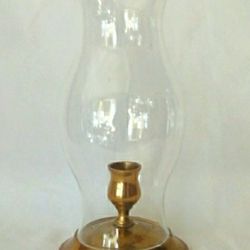 Vintage Brass And Glass Huracane Candle Stick Holder Lantern