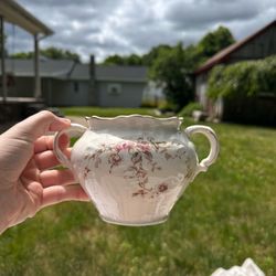 Antique Ironstone Floral Lidded Sugar Bowl