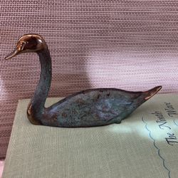 Vintage Scott Nelles Brass Swan Figurine Paperweight 