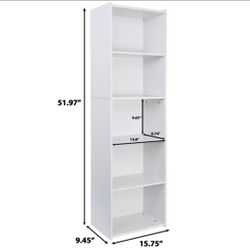 5-Tier Bookcase Storage Organizer Wall Shelf Bookshelf for Home Office White