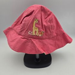Gymboree Girls ReversibleFloral/PinkGiraffe LogoSunHat 0-3 Months