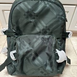 Brand New Burberry Check Jacquard Backpack – Vine Green