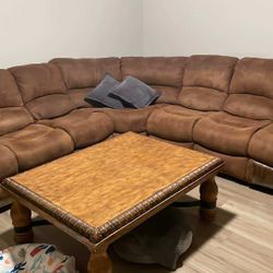 Brown Faux Leather Reclining Sectional 
