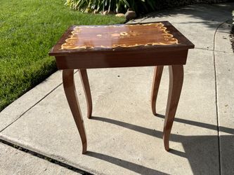 Italian Inlaid Wood Music Box Table