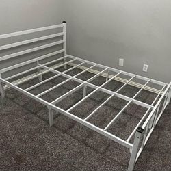 Full Size White Metal Bed Frame 
