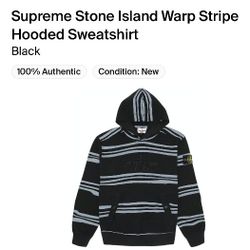 Supreme Stone Island Warp Stripe Hooded Sweatshirt Size Medium