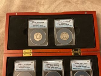 2015-s Quarters 5 coin set in wood oak box with coa anacs certified PR70 Dcam ✨🇺🇸