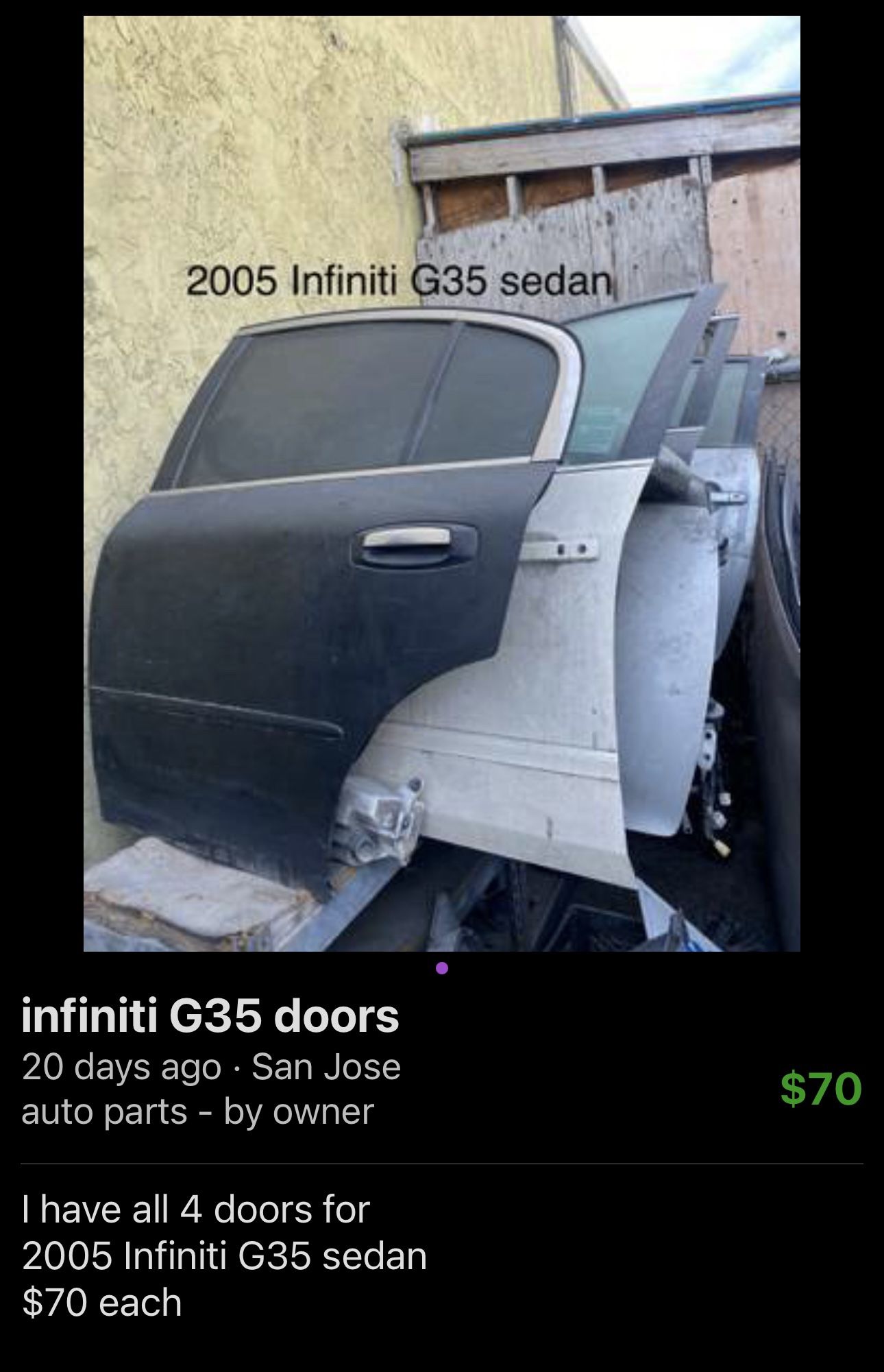 G35 Infiniti Parts Doors