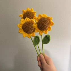 3pc crochet sunflowers