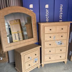Chest Of Drawers Or Dresser, Night Stand And Mirror 