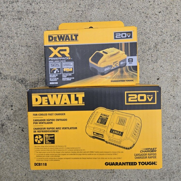 Dewalt 20v Fast Charger And Battery 8.0 Amp Powerpack Brand New