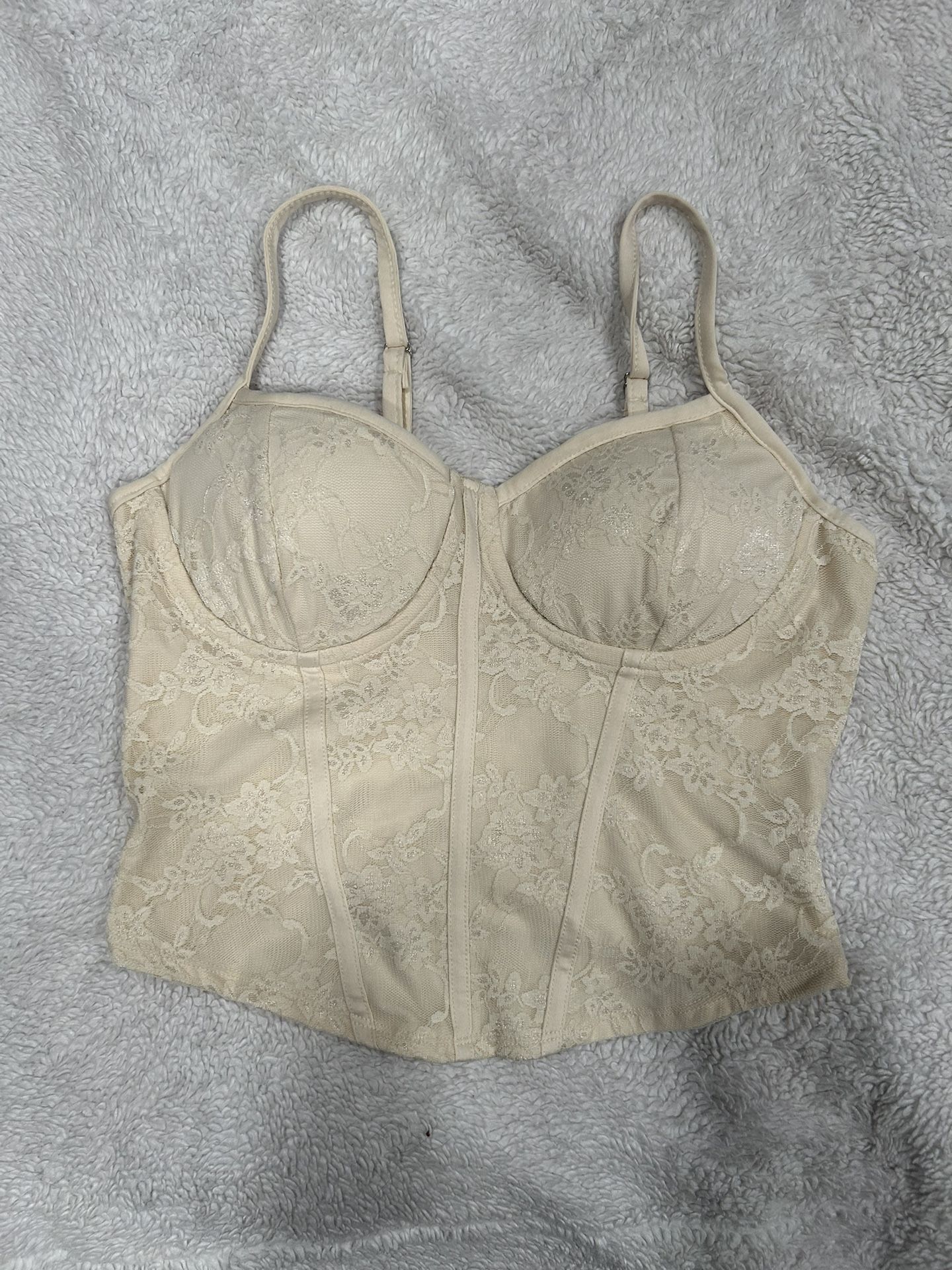 Cream lace corset top