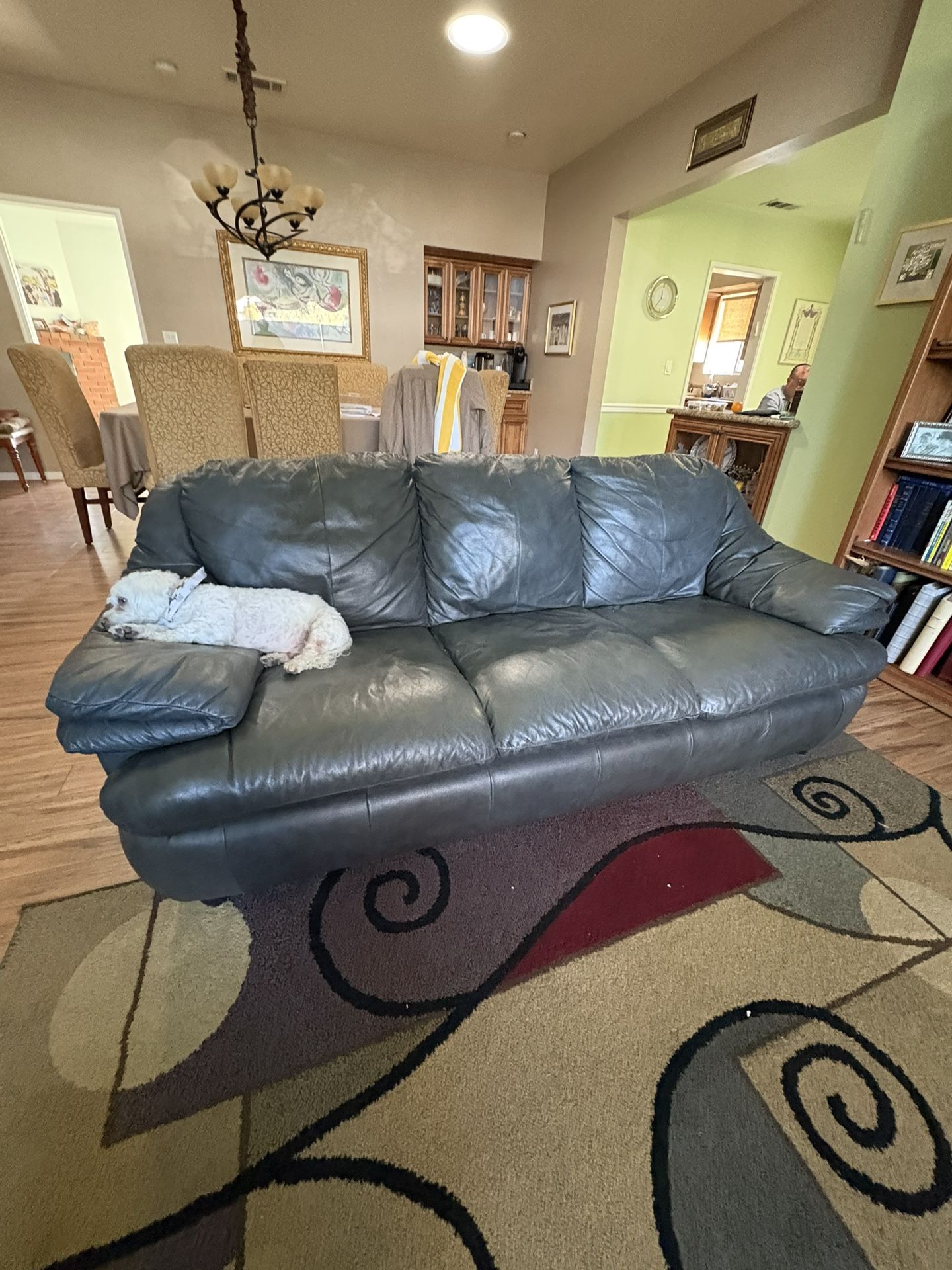 100% Leather Sofa Set - Dark Gray