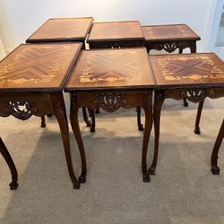 Antique Nesting Tables (2 Sets of 3 Tables. EACH Set PRICED and Sold Separately). 