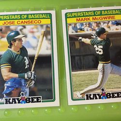 Jose Canseco Mark McGwire 1988 KayBee Toys Superstars of Baseball Cards