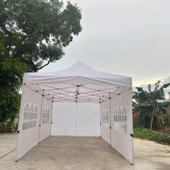10'x20' EZ Pop Up Canopy Tent,Folding Outdoor Party Wedding Event Tent with 6 Removable Sidewalls for Parties Camping Wedding,White