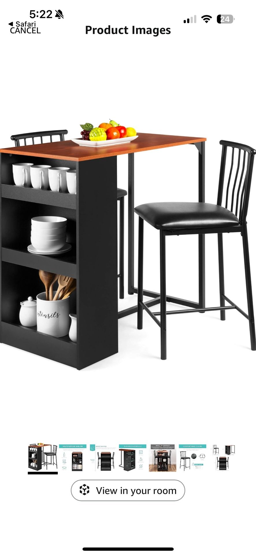 Brand New In Box Bistro/ Dining Table With Chairs And Storage
