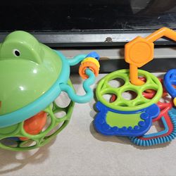 O'ball Easy Grasp Jingle & Shake   Toy frog  Rattle, & O'ball grab and teeth key