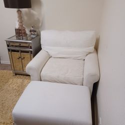 Deep Blue Sam Moore Chair & Ottoman 