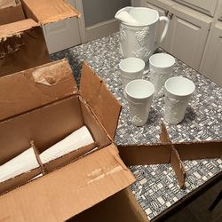 Harvest Milk Glass 9 Piece Beverage Set 