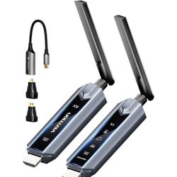 Wireless HDMI Transmitter and Receiver 656FT/200M for Laptop/ PC, 2.4G+5G Plug & Play Wireless