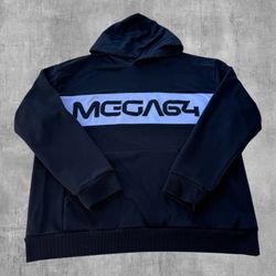 Mega64 Official Logo Block Pullover Hoodie Black White Rare YouTube Merch Size L