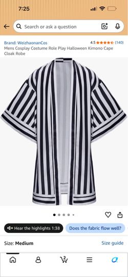 Men's Striped Kimono Cape Cloak Robe