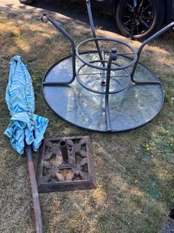 Outdoor Table and Umbrella
