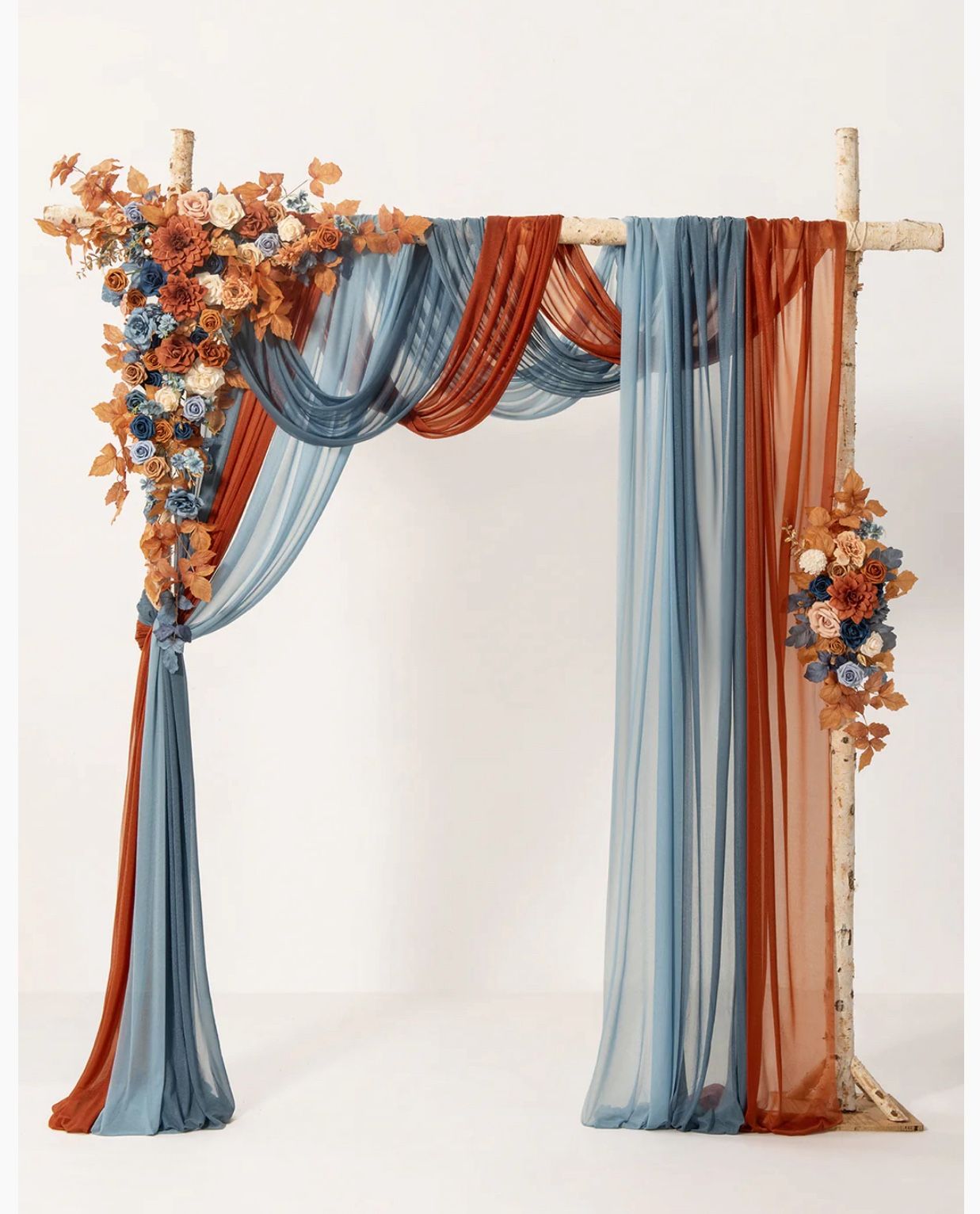 Ling Moments Burnt Orange, Dusty Blue, & Denim Blue Polyester Drapes