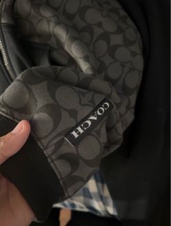 Coach Signature Zip Up Sweater Charcoal Gray