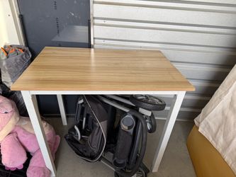 Small Wood Top Table with White Frame