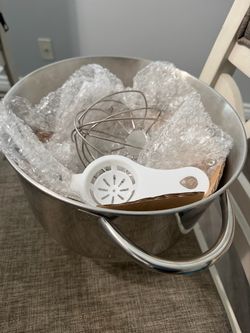 New Stainless Steel Mixing Bowl with Whisk and Egg Separator