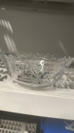 5 Clear Glass Pressed Floral Decorative Bowl
