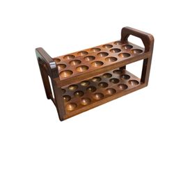 Wooden Egg Holder with Carry Handle Holds 36 Eggs, Deviled Egg Plates, Countertop Storage Rack for Fresh & Easter Eggs, Cake Pops, Rustic Decor