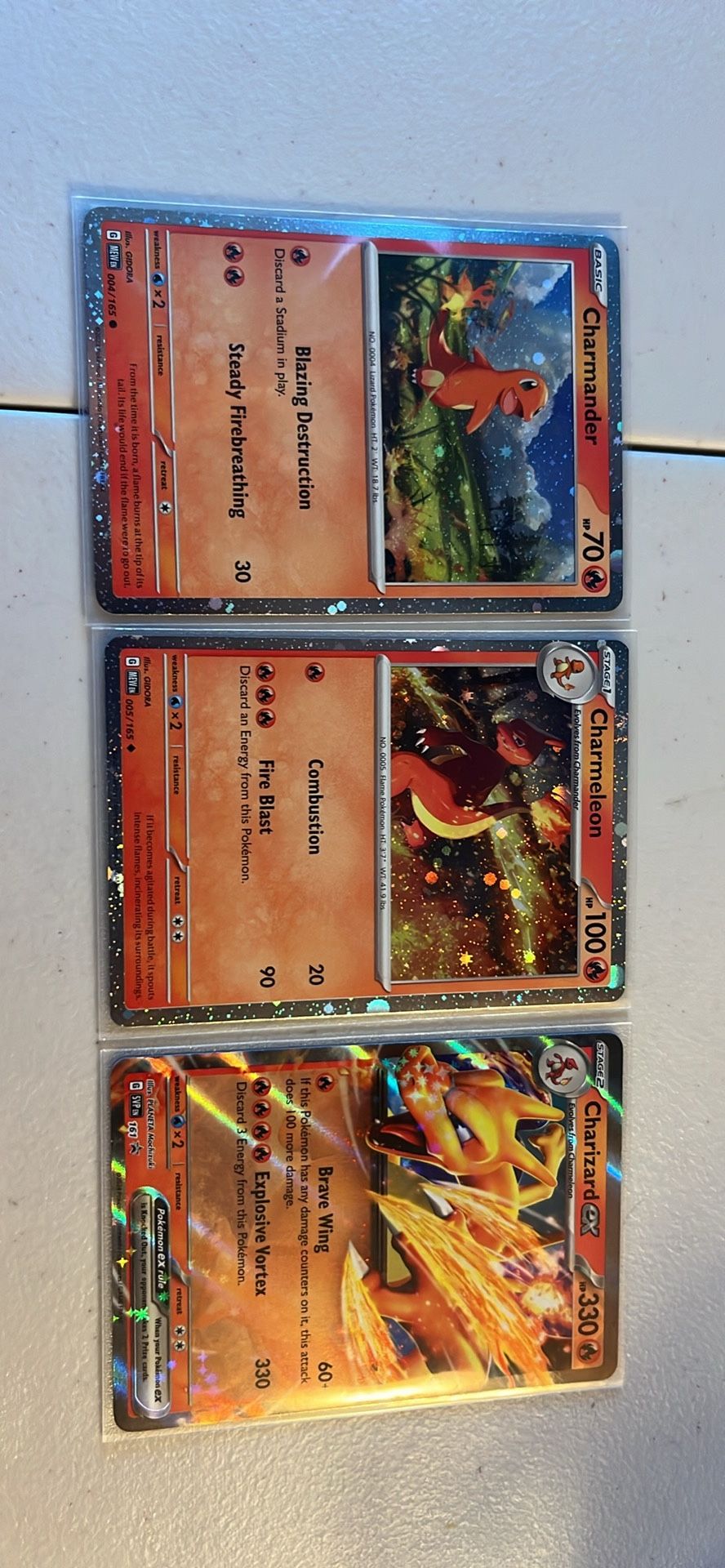 Charizard ex Super Premium Collection Promo Set 161 004, 005/165 Cosmos Holo NM