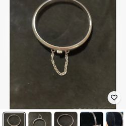 925 Sterling Silver Bangle Bracelet with Chain Link Design