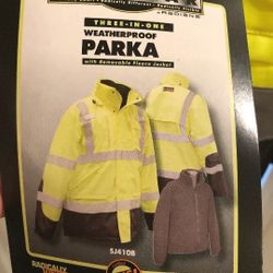 NWT Radwear Three-in-One Weatherproodf Parka Reflective