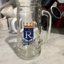 Vintage Kansas City Royals Glass Megaphone Mug 7.25” tall Rare