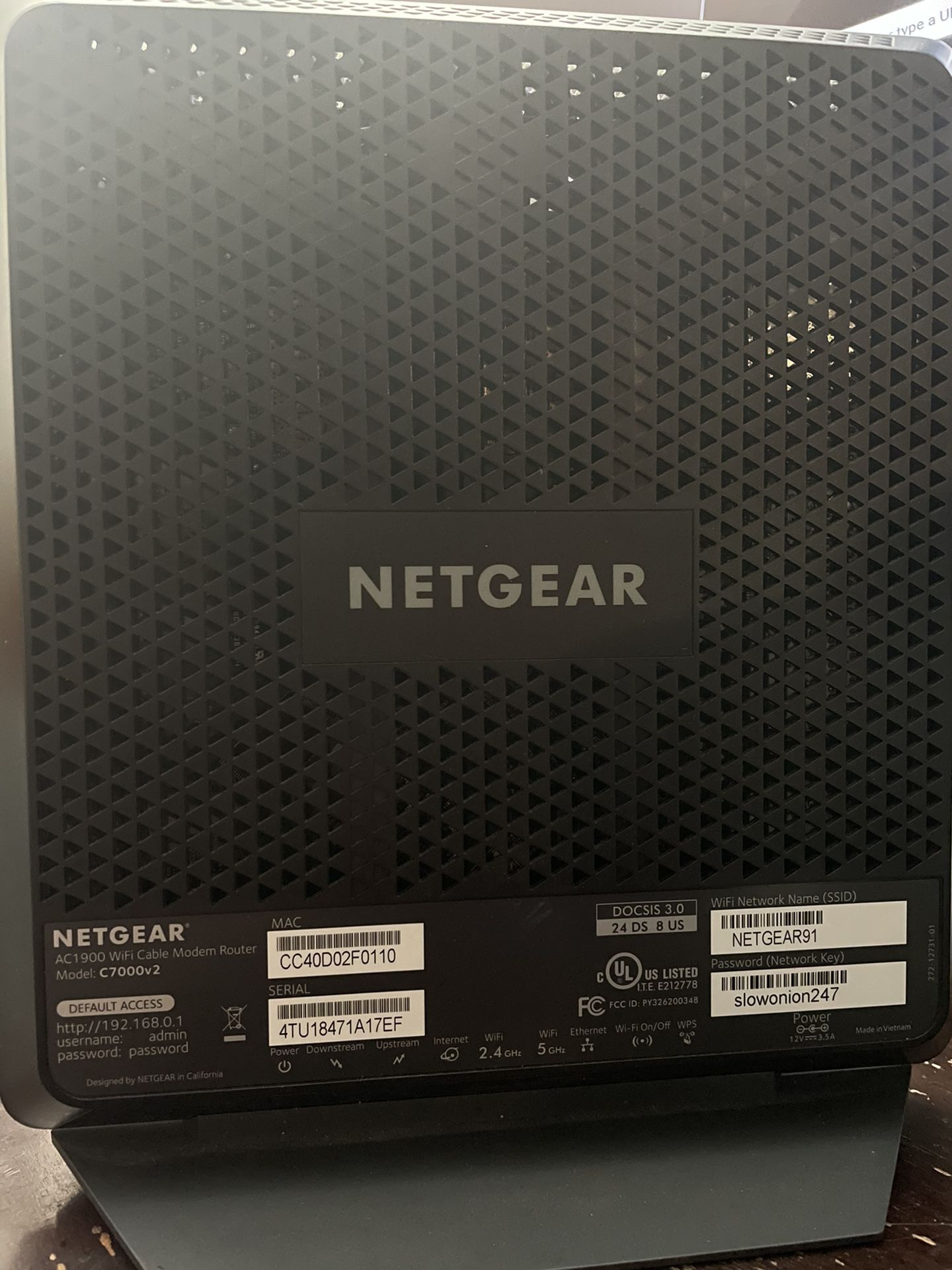 Netgear Wifi Cable Modem AC1900