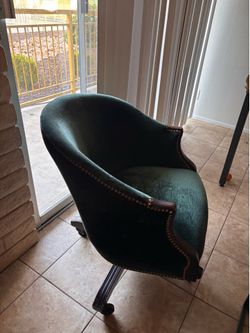 Green Velvet Rolling Chair
