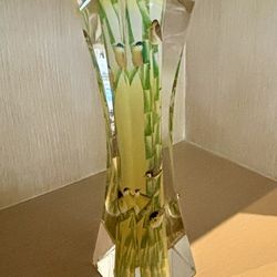 Gorgeous  Jacarte inside painted crystal art glass vase
