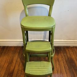 Mid Century Authentic Antique Vintage by COSCO de Luxe Kitchen Metal Step Stool Chair 40s 50s 60s