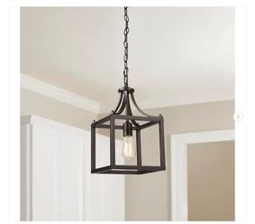 Hampton Bay Boswell Quarter 9-1/2 in. 1-Light Distressed Black Farmhouse Mini-Pendant Light Fixture - New
