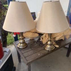 Set Of 2 Brass Lamps 