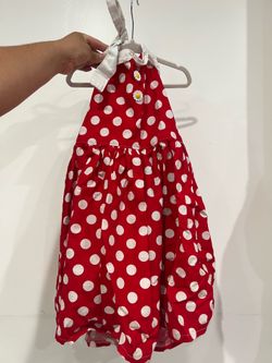Red polka dot halter dress