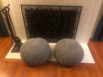 Gray Poufs