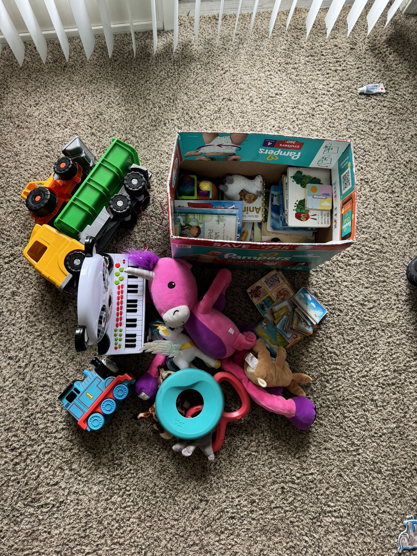 sell piano truck and train and soft toys